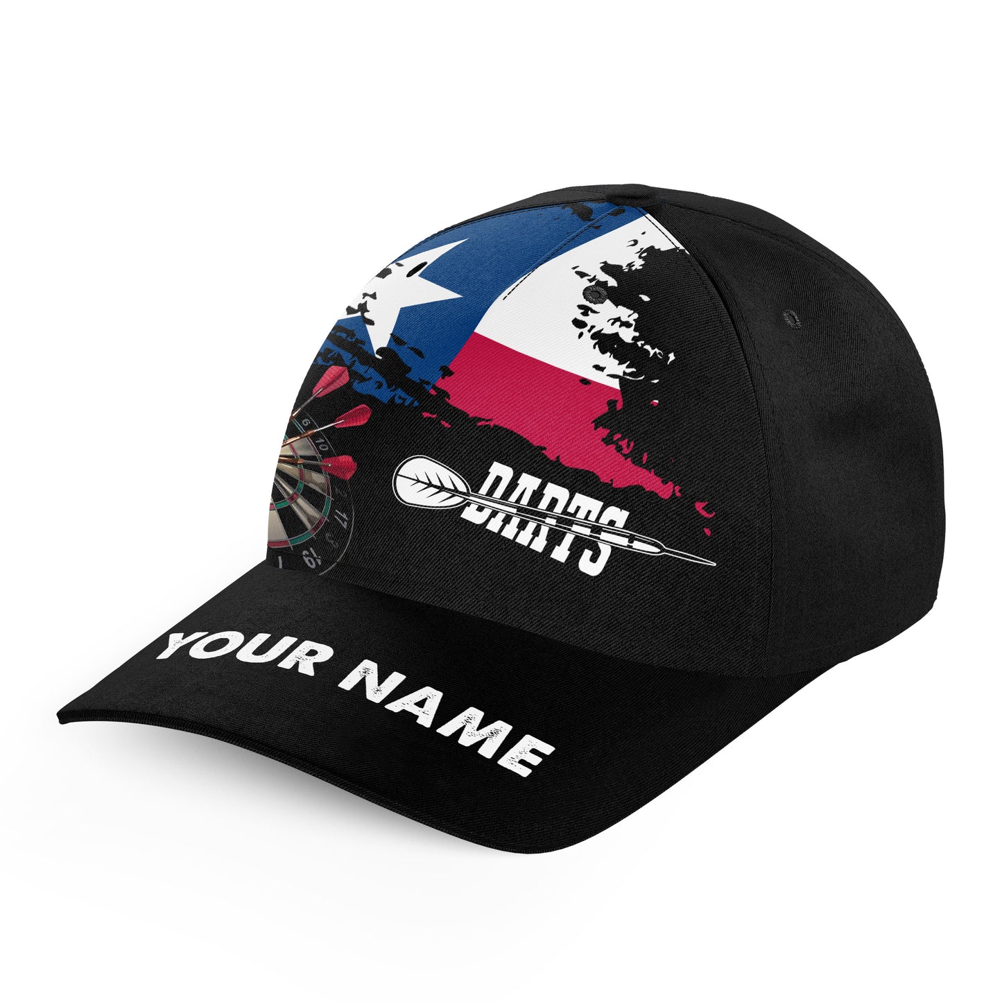 Personalized Grunge Texas Flag Dart Hats Custom Name Patriotic Texas Darts Baseball Caps TDM5416