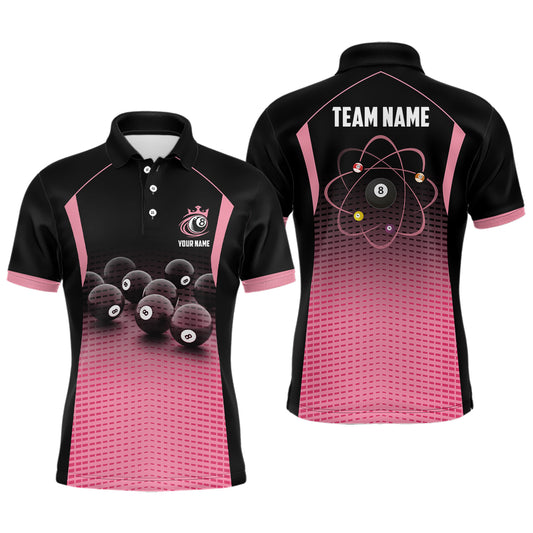 Personalized Billiard Balls Black And Pink Gradient 3D All Over Print Billiard Polo Shirts For Men TDM0079
