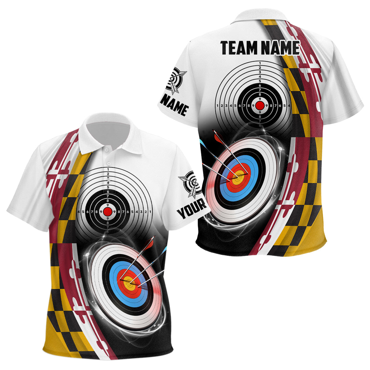 Personalized Maryland Flag 3D Target Archery Shirts For Kid Custom Patriotic Archery Team Jerseys TDM1798
