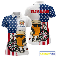 Load image into Gallery viewer, Funny Beer American Flag Dart Shirts For Women Custom Patriotic Darts Team Jerseys Polo &amp; 1/4 Zip TDM4177