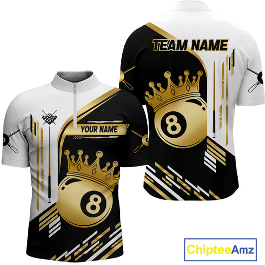 Personalized Golden 8 Ball Pool Crown Billiard Shirt For Men Custom Billiard Team Jerseys Uniform TDM4182