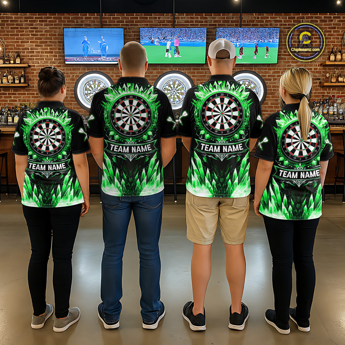 Personalized Green Dartboard Icy Darts Polo & 1/4 Zip Custom Dart Shirt For Women, Darts Team Jersey TDM5717