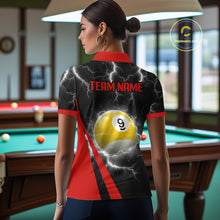 Load image into Gallery viewer, Black And Red 8 Ball 9 Ball Lightning Billiard Shirt For Women Custom Pool Team Jersey Polo, 1/4 Zip TDM6323