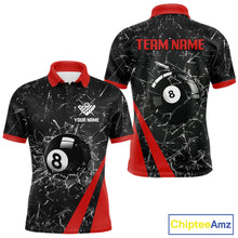 Load image into Gallery viewer, Black And Red Glass Break 8 Ball Billiard Shirt For Men Custom Pool Team Jersey Polo &amp; 1/4 Zip TDM6324
