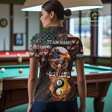 Load image into Gallery viewer, American Flag 8 &amp; 9 Ball Yin-Yang Fire Custom Eagle Billiard Shirt For Women, Pool Team Jersey TDM5933