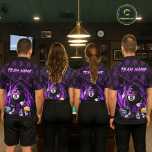 Load image into Gallery viewer, Purple Funny 8 Ball Pool Billiard Shirt For Women Custom Flame Billiard Team Jersey Polo &amp; 1/4 Zip TDM6348