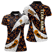 Load image into Gallery viewer, Custom Pumpkin Pattern Halloween Billiard Women's Shirts Best Halloween Polo Shirts TDM0377