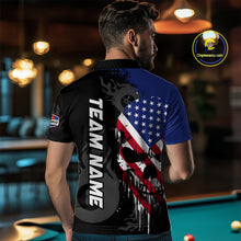 Load image into Gallery viewer, Grunge American Flag Skull 8 Ball Pool Custom Men Billiard Shirts, Patriotic Billiard Team Jerseys  TDM3249