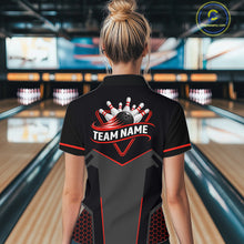 Load image into Gallery viewer, Personalized Bowling Jersey For Women Custom Black And Red Bowling Team Shirt Polo &amp; 1/4 Zip TDM6116