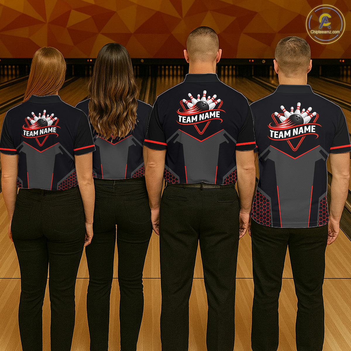 Personalized Bowling Jersey For Men Custom Black And Red Bowling Team Shirt Polo & 1/4 Zip TDM6116