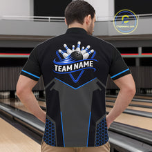 Load image into Gallery viewer, Personalized Bowling Jersey For Men Custom Black And Blue Bowling Team Shirt Polo &amp; 1/4 Zip TDM6117