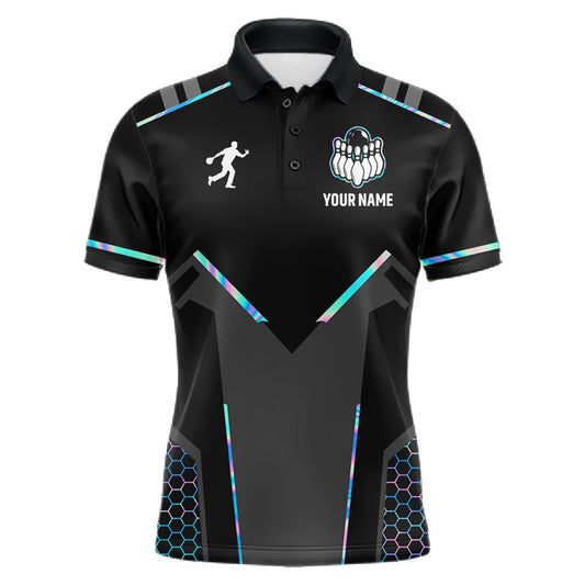 Personalized Holographic Bowling Jersey For Men Custom Bowling Team Shirts Polo & Quarter Zip TDM6118