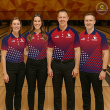 Load image into Gallery viewer, American Flag Bowling Jersey For Women, Custom Patriotic Bowling League Team Shirts Polo &amp; 1/4 Zip TDM6544