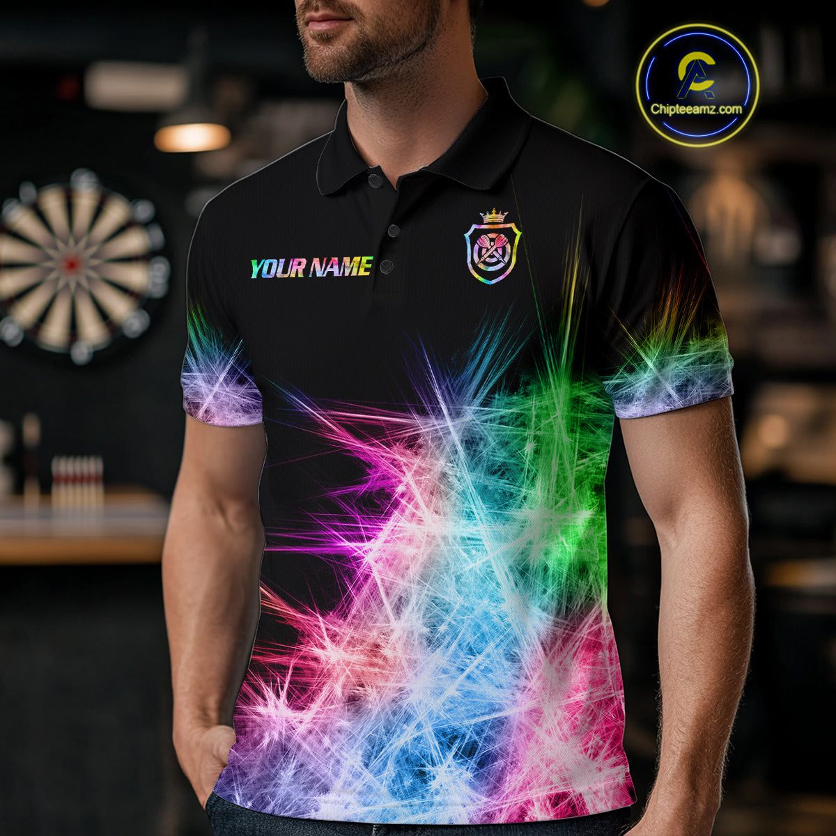 Icy Colorful Light Mens Darts Polo & Quarter Zip Shirts Custom Dart Shirts For Team Darts Jerseys TDM5255