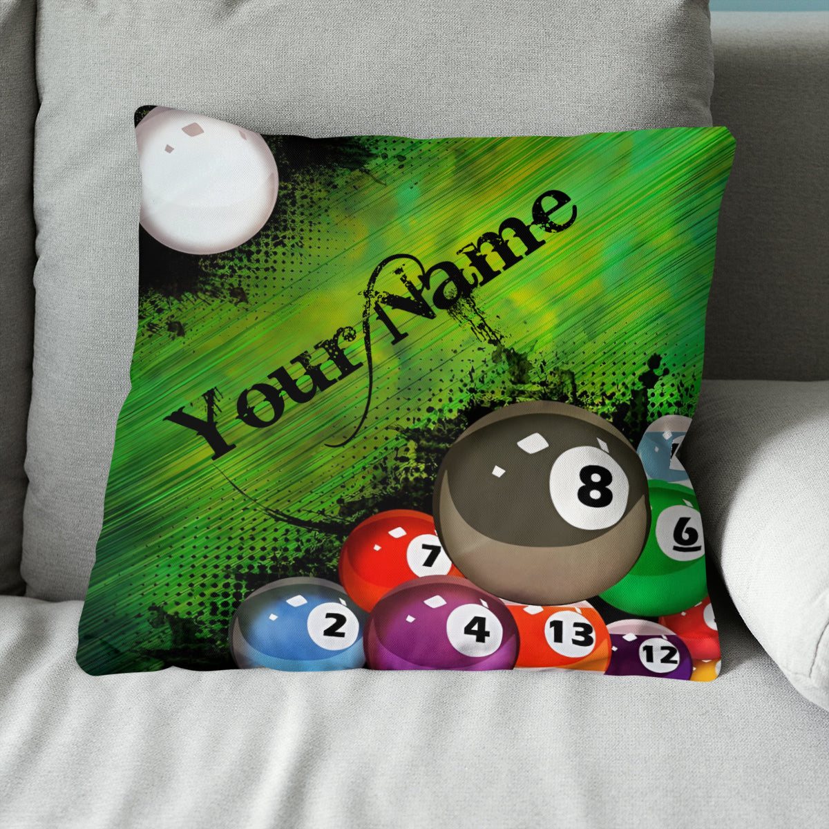 Personalized Green Billiard Balls Throw Pillow Custom Decorative Pillow TDM0772