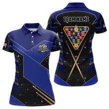 Load image into Gallery viewer, Personalized Galaxy 8 Ball Pool Billiard Shirts For Women Custom 8 Ball Billiard Attire Jersey |Blue TDM2294