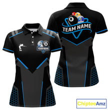 Load image into Gallery viewer, Personalized 8 Ball &amp; 10 Ball Pool Billiard Polo, 1/4 Zip For Women Custom Team Billiard Jersey  TDM4050