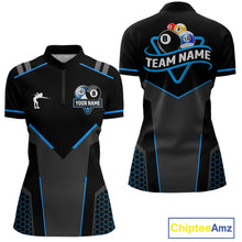 Load image into Gallery viewer, Personalized 8 Ball &amp; 10 Ball Pool Billiard Polo, 1/4 Zip For Women Custom Team Billiard Jersey  TDM4050