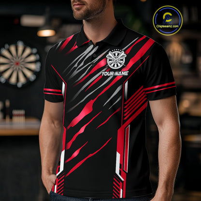 3D Darts Board Fire Flame Custom Dart Shirts For Men, Best Dart League Jerseys Team Uniform |Red TDM5051