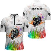 Load image into Gallery viewer, Funny Billiard Colorful Skull Personalized Men Quarter-Zip Shirts Billiard Attire For Team TDM1124