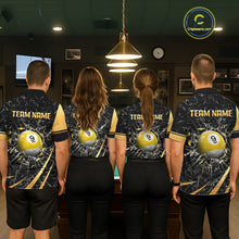 Load image into Gallery viewer, Black And Gold 8 Ball &amp; 9 Ball Glass Break Billiard Shirt For Men Custom Pool Team Jersey Outfit TDM6151