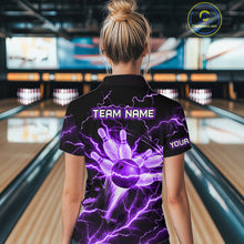 Load image into Gallery viewer, Personalized Lightning Skull Green Bowling Shirt For Women, Bowling Team Jersey Polo &amp; 1/4 Zip TDM6161
