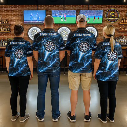 Blue Darts Skull Women Quarter-Zip Shirt Custom Lightning Thunder Team League Darts Jersey TDM1511