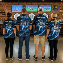 Load image into Gallery viewer, Blue Darts Skull Men Quarter-Zip Shirt Custom Lightning Thunder Team League Darts Jersey TDM1511