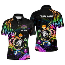 Load image into Gallery viewer, Personalized 3D Billiard Balls Colorful Fire Pool Shirts For Men Custom Lightning Billiard Jerseys TDM2088