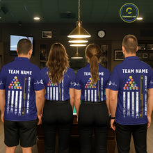 Load image into Gallery viewer, Customized Navy Blue American Flag Billiard Shirt For Men, 8 Ball Pool Team Jersey Polo &amp; 1/4 Zip TDM6586