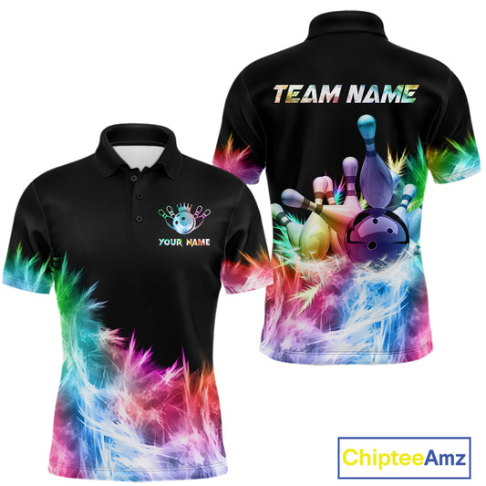 Icy Colorful Light Men's Bowling Shirt Custom Bowling Jersey Outfit Team Polo & Quarter Zip TDM4654