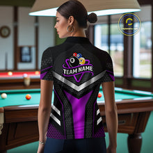Load image into Gallery viewer, Personalized Billiard 8 Ball &amp; 9 Ball Pool Polo, 1/4 Zip For Women Custom Team Billiard Jersey|Purple TDM4254