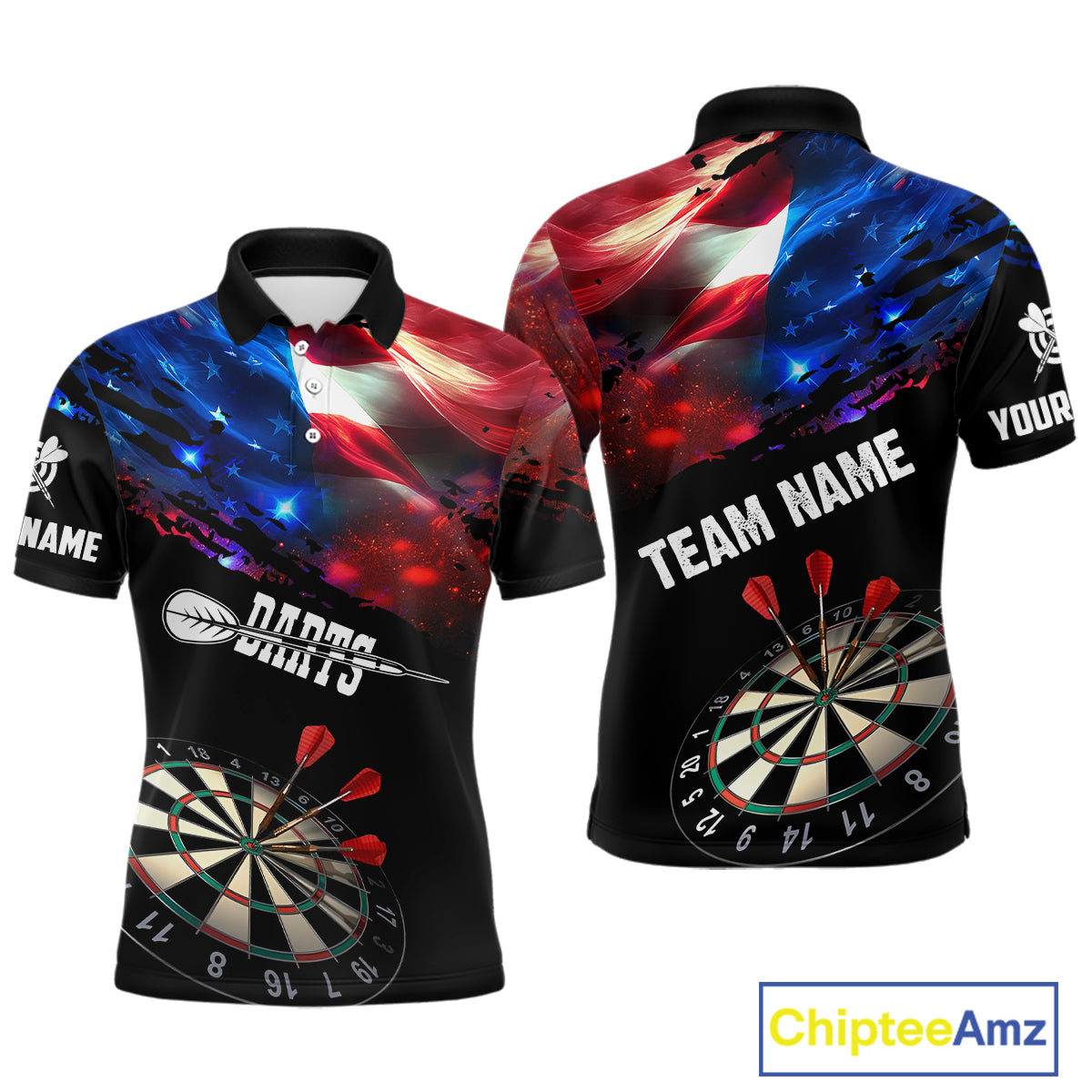 Personalized Glowing American Flag Darts Shirt For Men Custom Patriotic Darts Team Jerseys TDM4265