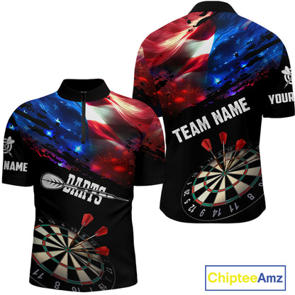 Personalized Glowing American Flag Darts Shirt For Men Custom Patriotic Darts Team Jerseys TDM4265