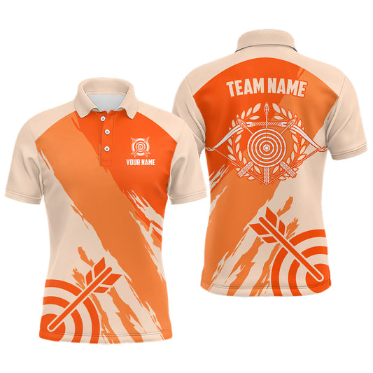 Personalized Orange Jerseys Archery Men Polo Shirts Custom Archery Target Shirts, Archery Jerseys TDM0636
