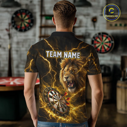 Custom Yellow Dartboard Thunder Lightning Lion Darts Shirt For Men, Darts League Team Jersey TDM5815