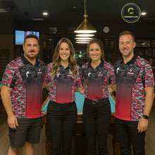 Load image into Gallery viewer, Red Camo 8 Ball Billiard Shirt For Women Custom Pool Team Shirt, Billiard Jersey Polo &amp; 1/4 Zip TDM6200