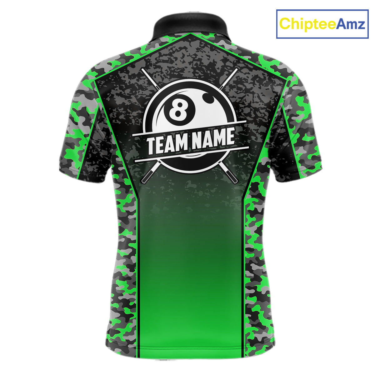 Green Camo 8 Ball Billiard Shirt For Men Custom Pool Team Shirt, Billiard Jersey Polo & 1/4 Zip TDM6201