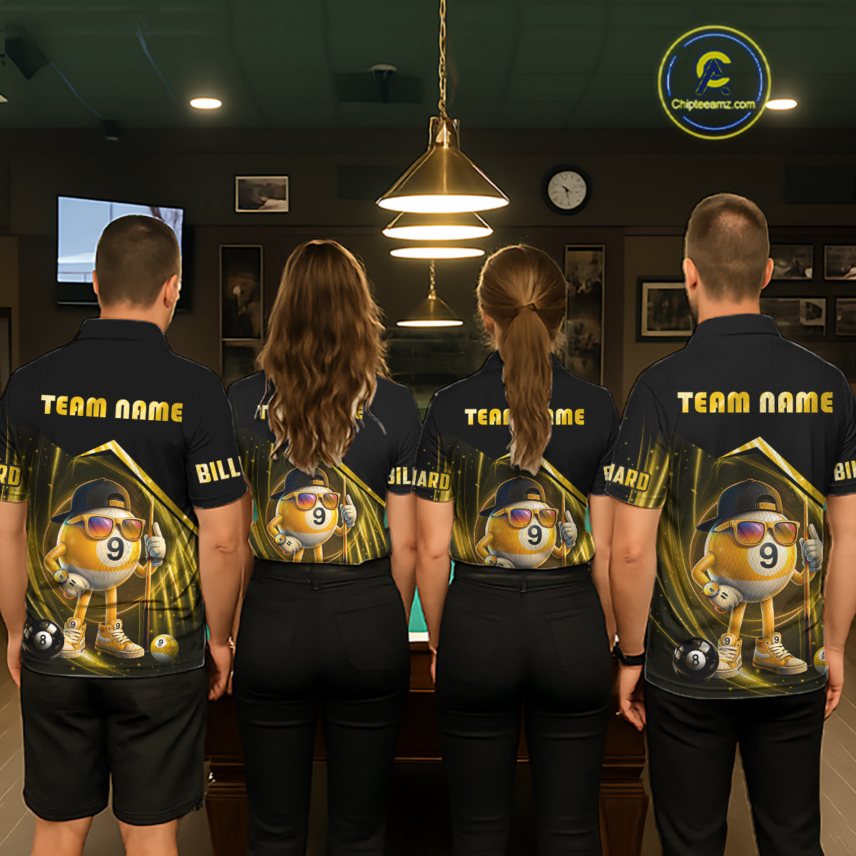 Yellow Funny 9 Ball Billiard Shirt For Men Custom Pool Team Shirt, Billiard Jersey Polo & 1/4 Zip TDM5835
