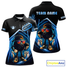 Load image into Gallery viewer, Blue Funny Bowling Ball Shirt For Women Custom Bowling Jersey, Bowling Team Shirt Polo &amp; Quarter Zip TDM5836