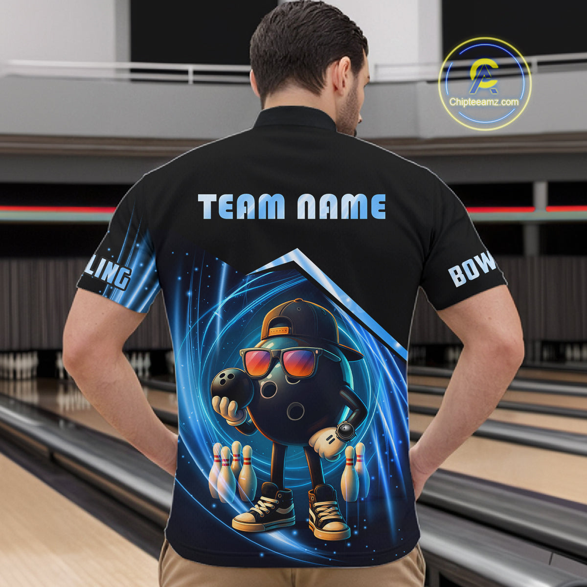Blue Funny Bowling Ball Shirt For Men Custom Bowling Jersey, Bowling Team Shirt Polo & Quarter Zip TDM5836