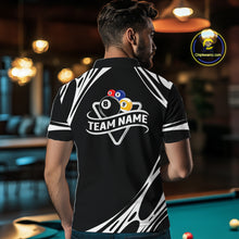 Load image into Gallery viewer, Personalized 8 Ball &amp; 9 Ball Pool Billiard Polo, 1/4 Zip For Men Custom Team Billiard Jersey |White TDM5600