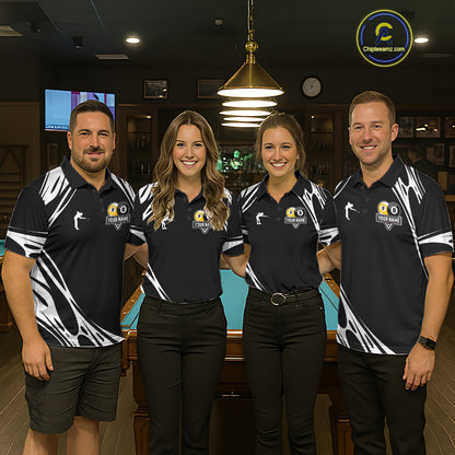 Personalized 8 Ball & 9 Ball Pool Billiard Polo, 1/4 Zip For Women Custom Team Billiard Jersey |White TDM5600