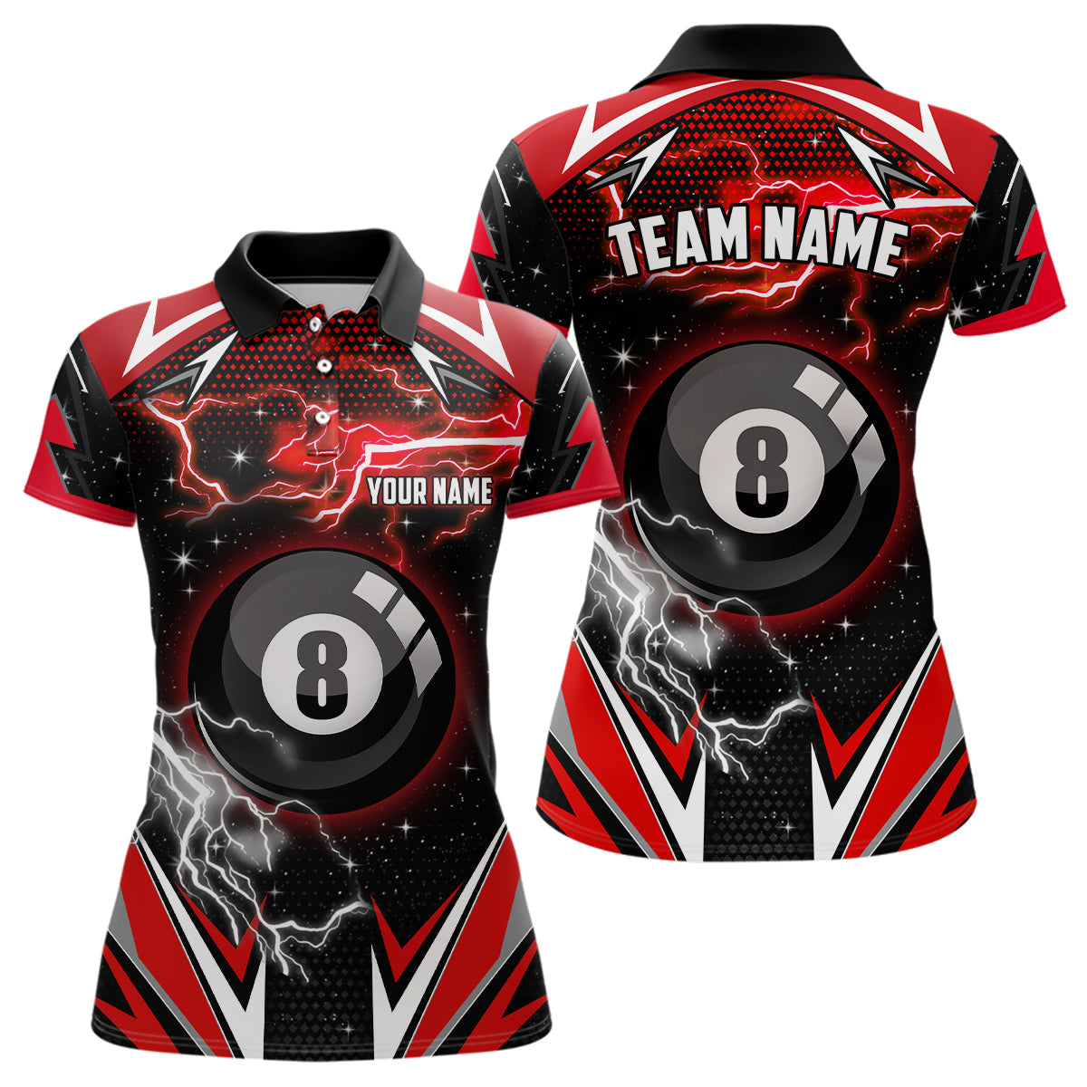8 Ball Pool Billiard Jerseys For Women Custom Billiard Polo Shirts Team League Billiard Shirts TDM0460
