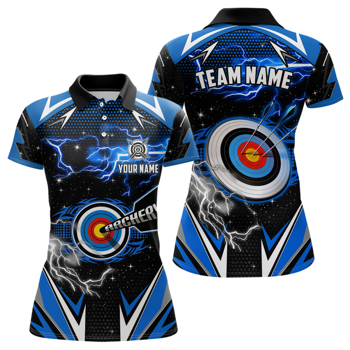 Archery 3d Target Blue Jersey For Women Custom Name Archery Polo Shirts Team League Archery Shirts TDM1025