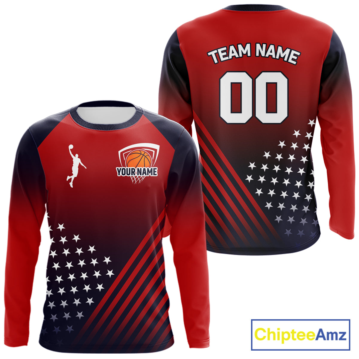 Personalized American Flag Basketball Jersey Custom Name And Number Patriotic Basketball Shirt|Red TDM5628