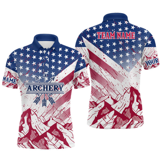 Personalized American Archery Polo Shirts For Men Custom Full Printing USA Flag Archery Team Shirts TDM0478
