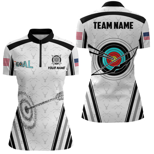 Personalized Name Archery Women Quarter-Zip Shirts Custom Archery 3D Target Jerseys Shirts TDM0486