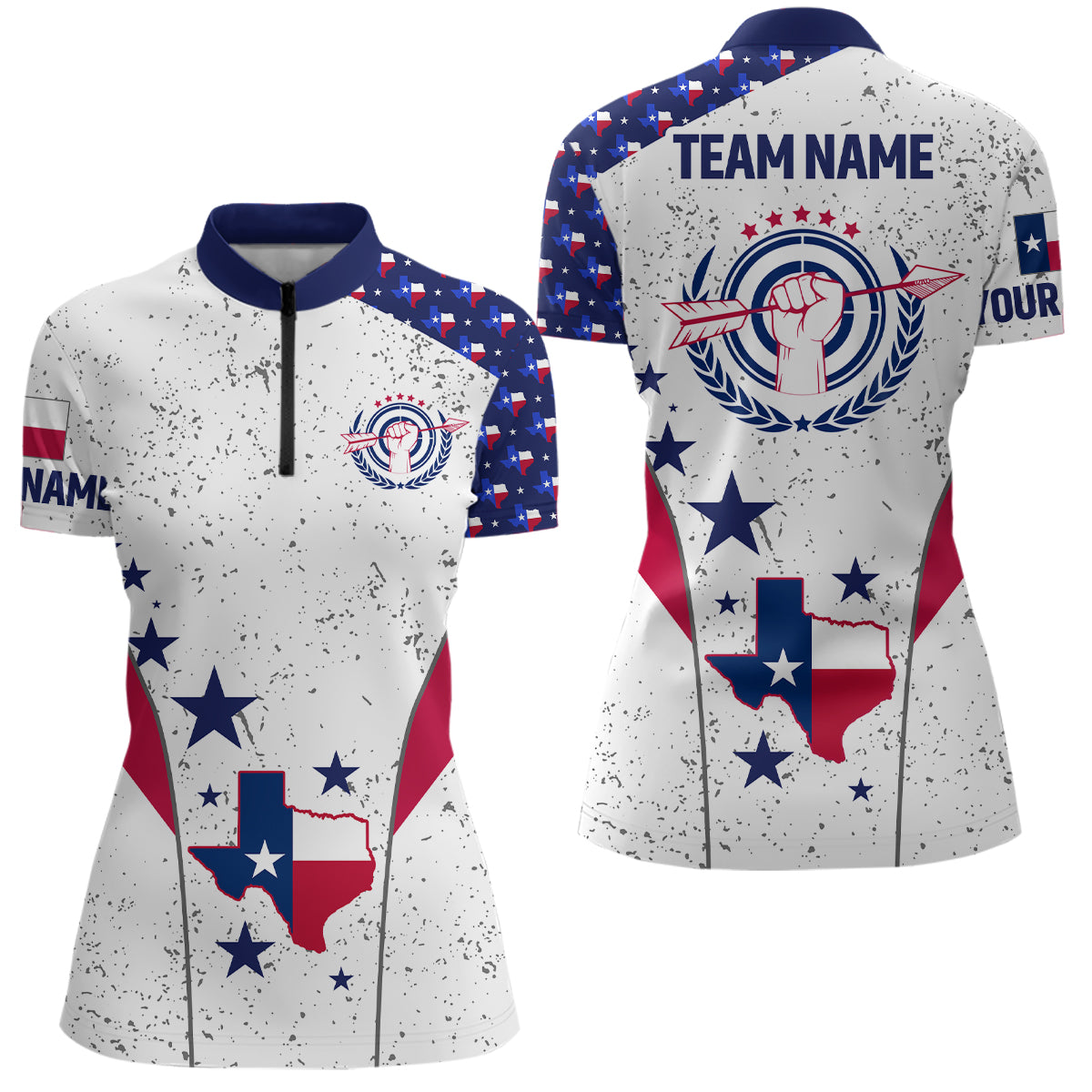 Texas Archery Grunge Style Customized Women Quarter-Zip Shirts, Texas Flag Shirts For Player TDM0682