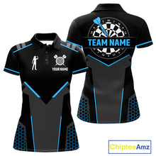 Load image into Gallery viewer, Darts Jersey For Women Custom Polo &amp; Quarter Zip Darts Tournament Team Shirt  |Blue TDM4747